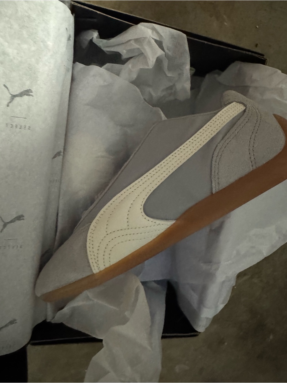 Puma Grey Suede & Cream Suede-Accent Sneakers - Picture 3 of 8